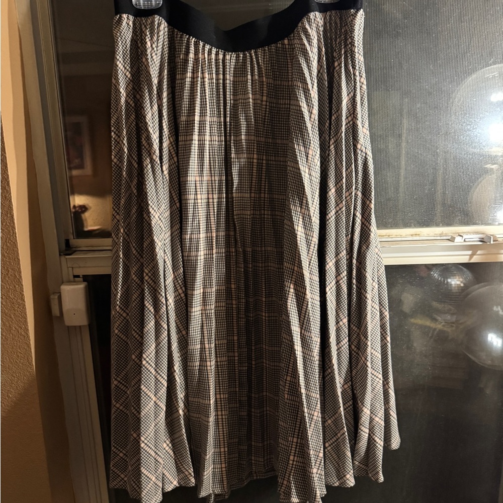 Plaid Pleated A Line Skirt